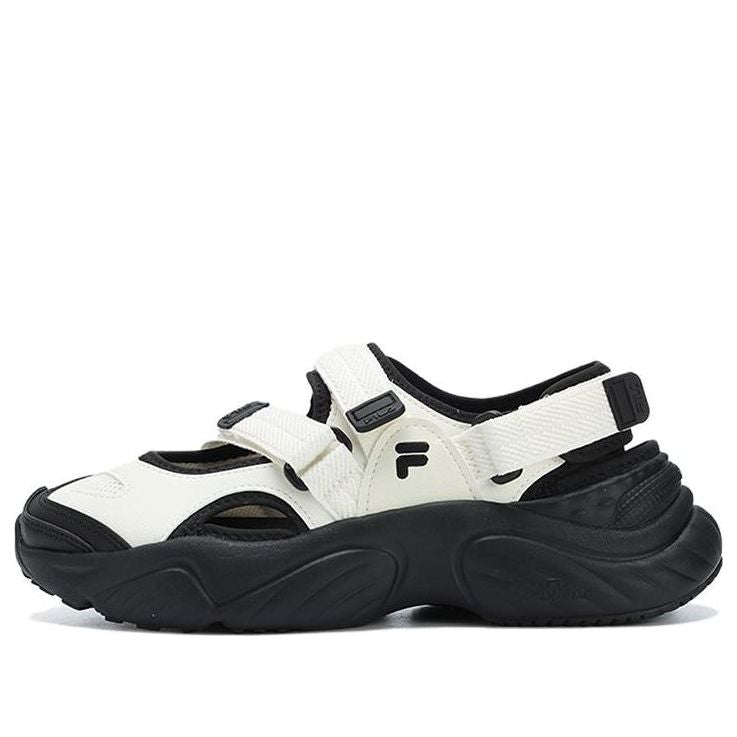 (WMNS) FILA FUSION Conch Sandals 'White Black' T12W321401FWB