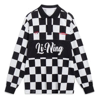 Li-Ning Checkerboard Graphic Long Sleeve Polo Shirt 'Black White' APLT013-1
