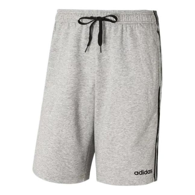 Men's adidas Stripe Logo Training Knit Casual Sports Shorts Gray DU7831