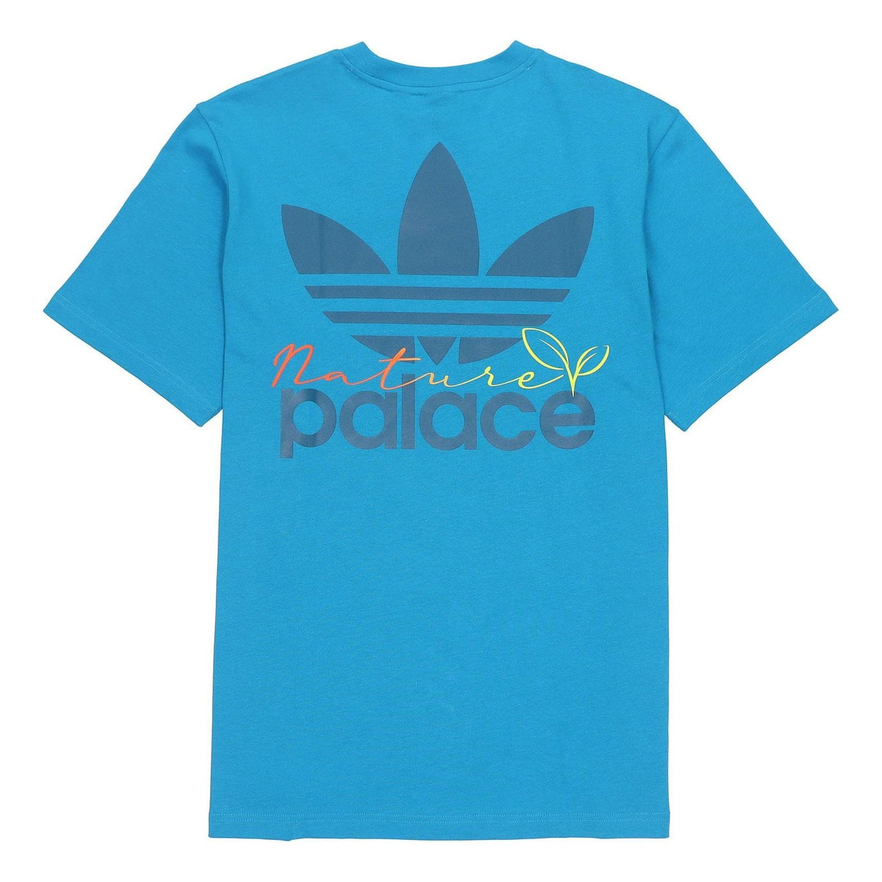 Men's adidas originals x PALACE Crossover SS22 Back Logo Printing Short Sleeve Blue T-Shirt HM9199