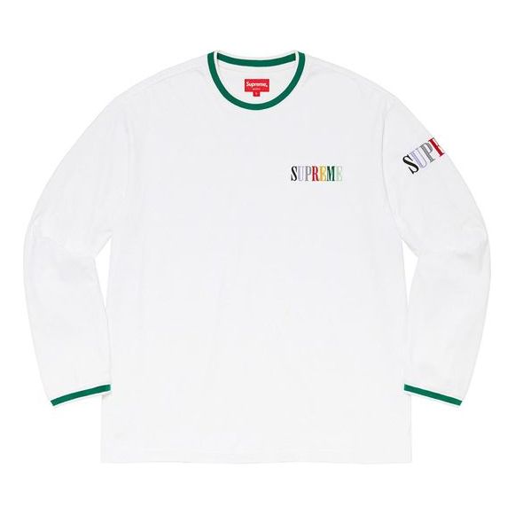 Supreme Multi Color Logo L/S Top 'White Green' SUP-FW20-276