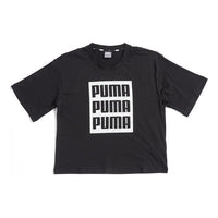 (WMNS) PUMA SS20 Logo Printing Loose Short Sleeve Black 584169-01
