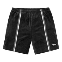 شورت تدفئة مخملي Supreme SS18 أسود SUP-SS18-334