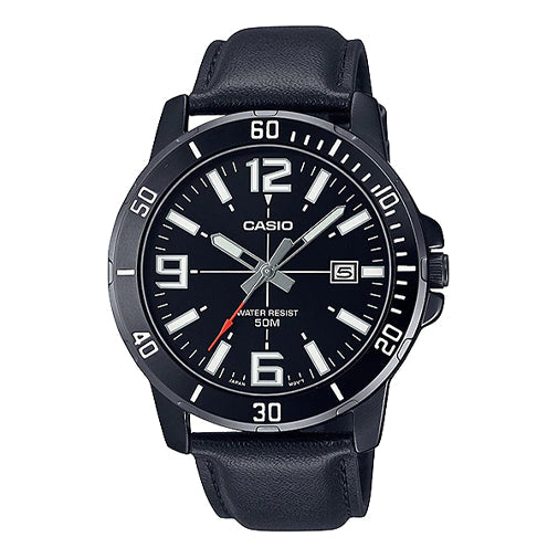 Men's CASIO Dress Series Classic Minimalistic Exquisite Fashion Watch 45mm 50m Waterproof Strap Mens Black Analog MTP-VD01BL-1BV