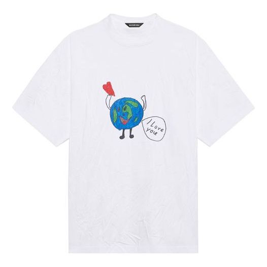 Balenciaga SS21 Retro Plain Weave Large Fit Short Sleeve Unisex White T-Shirt 657059TKV949000