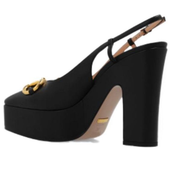 (WMNS) Gucci High heel pump with Horsebit 'Black Leather' 723837-BKO00-1000