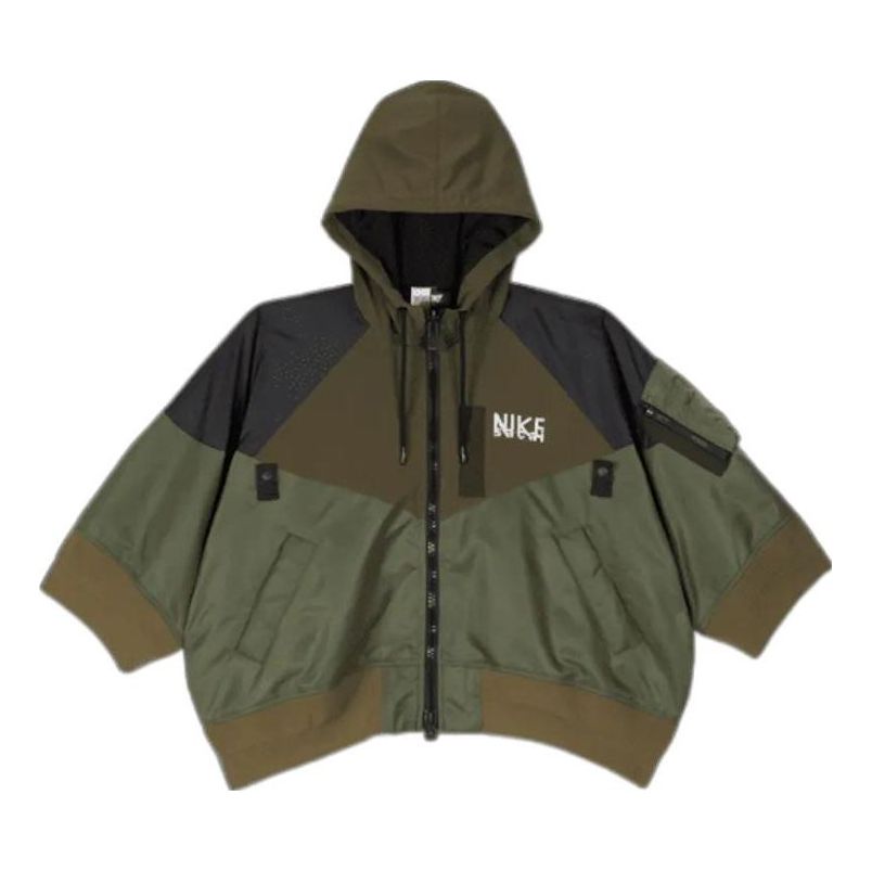 (WMNS) Nike x Sacai Full-zip Hooded Jacket Asia Sizing 'Olive' DQ9049-325