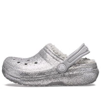 (GS) Crocs Classic Glitter Lined Clogs 'Silver Grey' 205937-00N