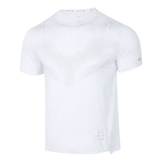 Nike Dri-fit Run Division Rise 365 Solid Color Round Neck Reflective Short Sleeve White DD6046-100