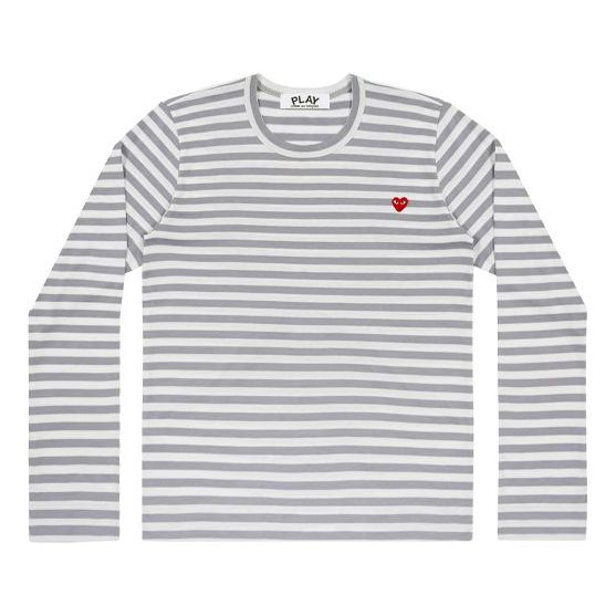 (WMNS) COMME des GARCONS PLAY Striped Mini Logo Tee 'Grey' AZ-T217-051-3