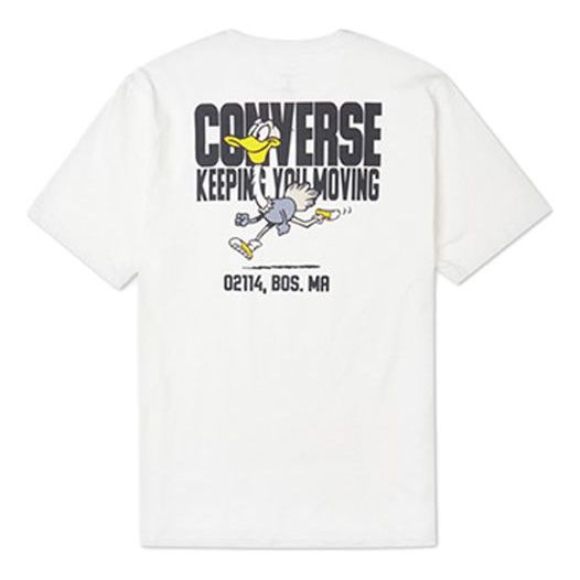 Converse Alphabet Cartoon Printing Sports Short Sleeve White 10021124-A02