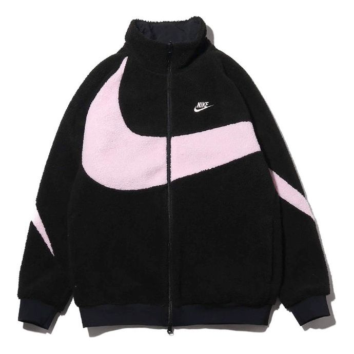 Nike Big Swoosh Polar Fleece Jacket 'Black Pink' BQ6546-016