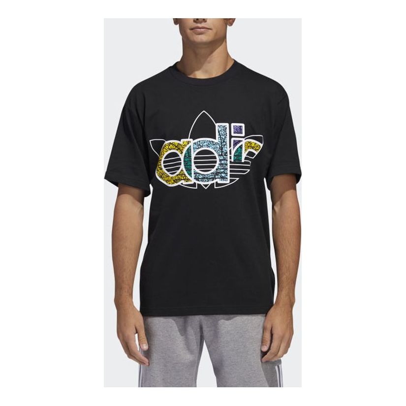 adidas originals Logo Printing Sports Round Neck Short Sleeve Black FM1573