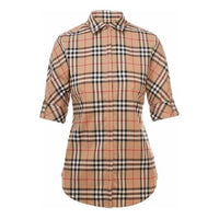 (WMNS) Burberry "Luka" Vintage check roll up sleeve stretch shirt 'Brown' 8018475