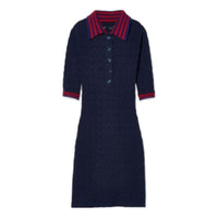(WMNS) Gucci Cotton Lace Polo Dress 'Dark Blue' 792041-XKD4C-4735
