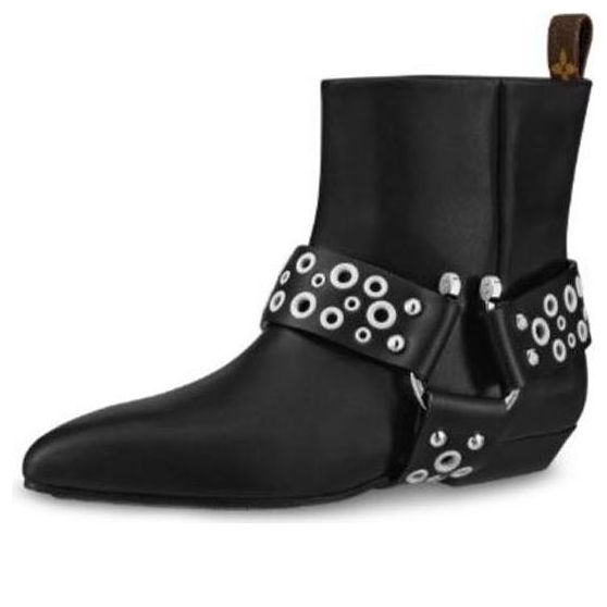 (WMNS) LOUIS VUITTON Rhapsody Ankle Boots 'Black with Silver Belt' 1A5SUO