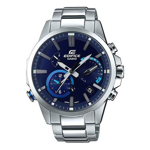 CASIO EDIFICE Solar Powered Waterproof Sports Stainless Steel Strap Mens Blue Analog EQB-700D-2A