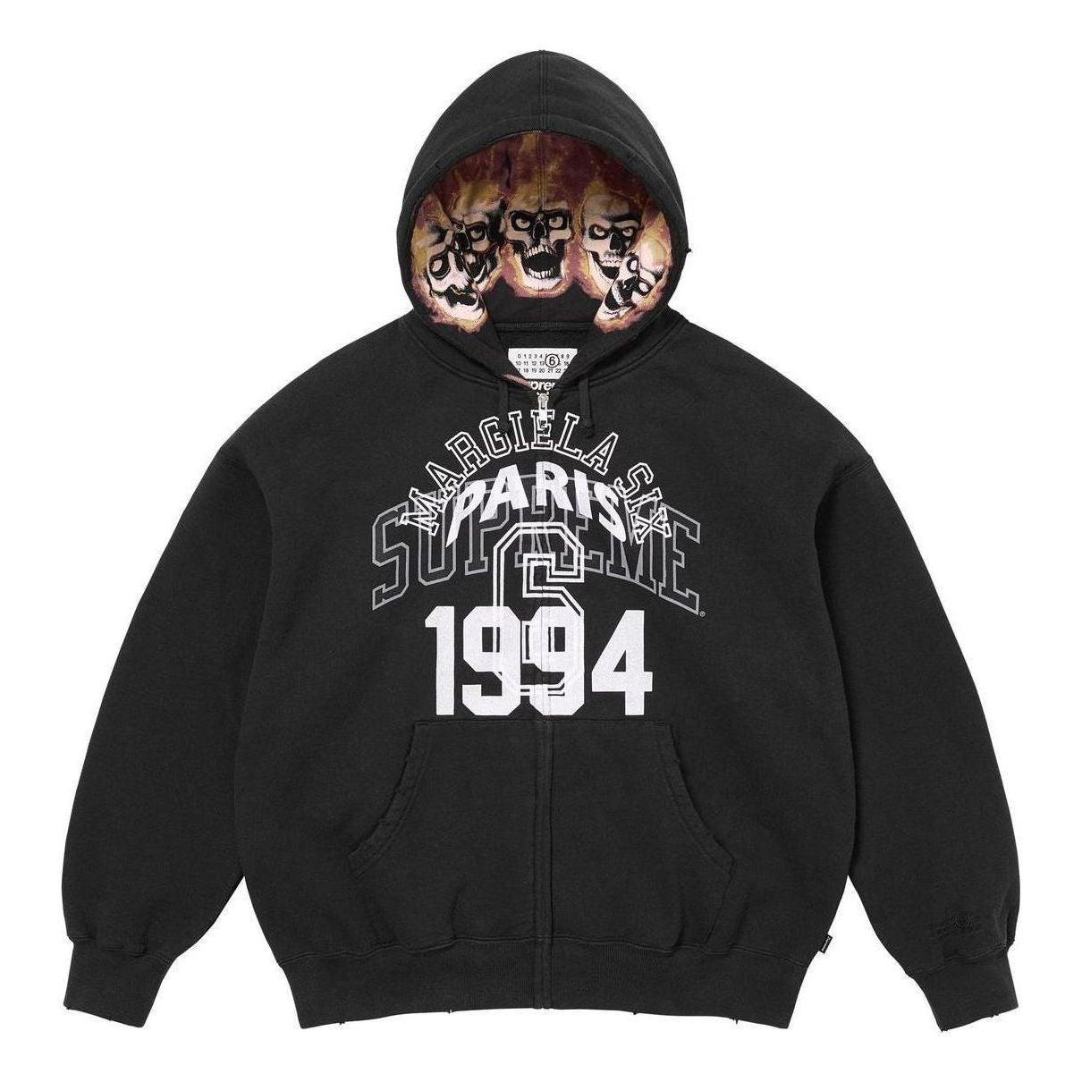 Supreme x MM6 Maison Margiela Zip Up Hooded Sweatshirt 'Black White' SUP-SS24-113