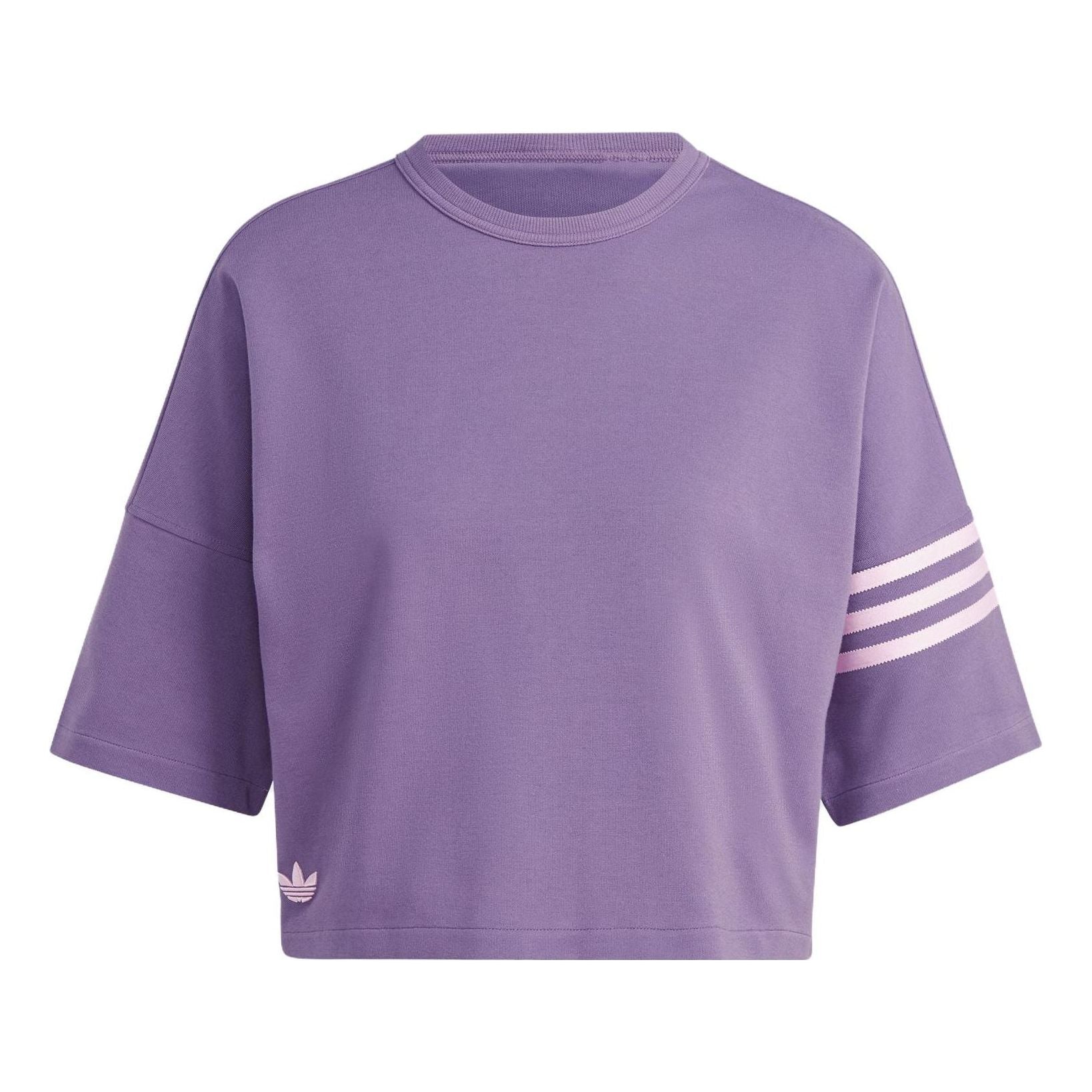 (WMNS) adidas Neuclassics 3 stripe T-shirt Asia Sizing 'Shadow Violet' IP8973