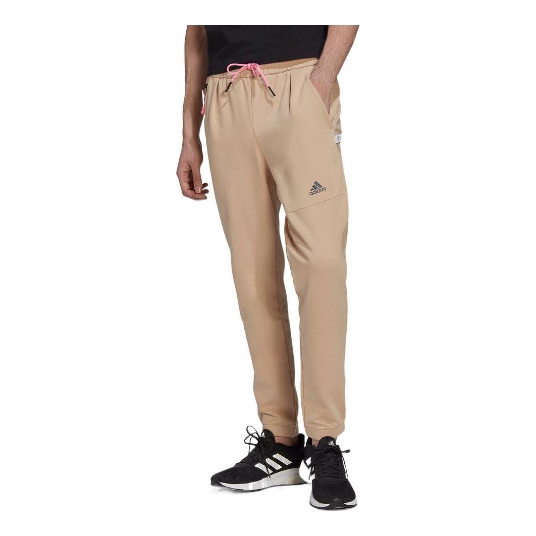 Men's adidas Logo Printing Straight Sports Pants/Trousers/Joggers Light Brown HI5384