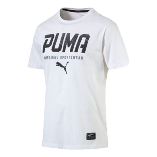 PUMA Style Printing Round Neck Short Sleeve White 593029-02