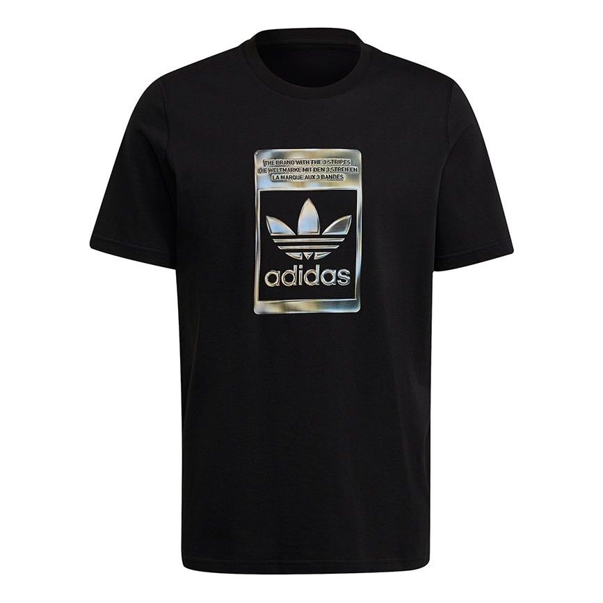 adidas originals Camo Infill Tee Logo Sports Short Sleeve Men's Black/Multi-Color H13502