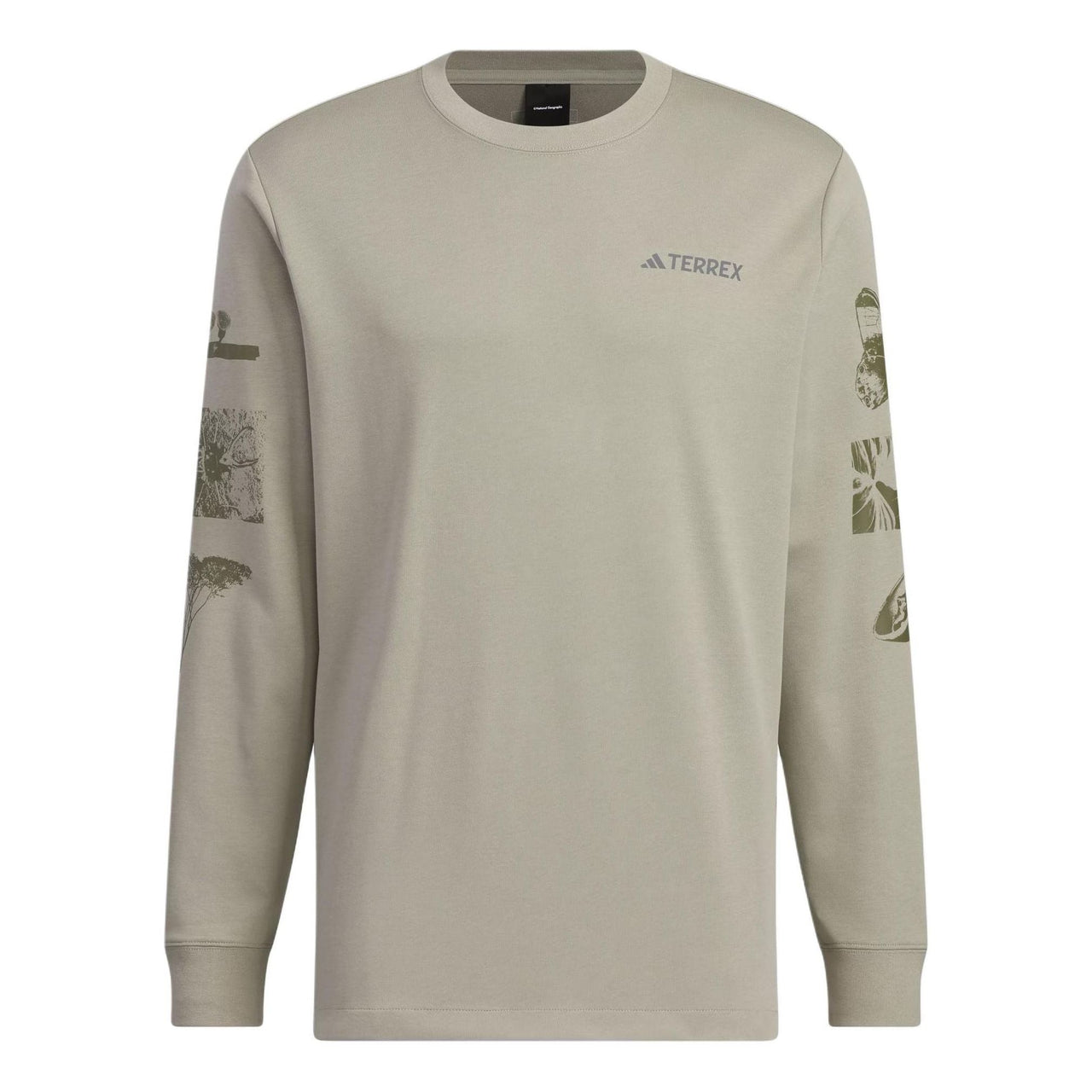 adidas x National Geographic Aeroready Graphic Long Sleeve Tee Asia Sizing 'Silver Pebble' IS9509