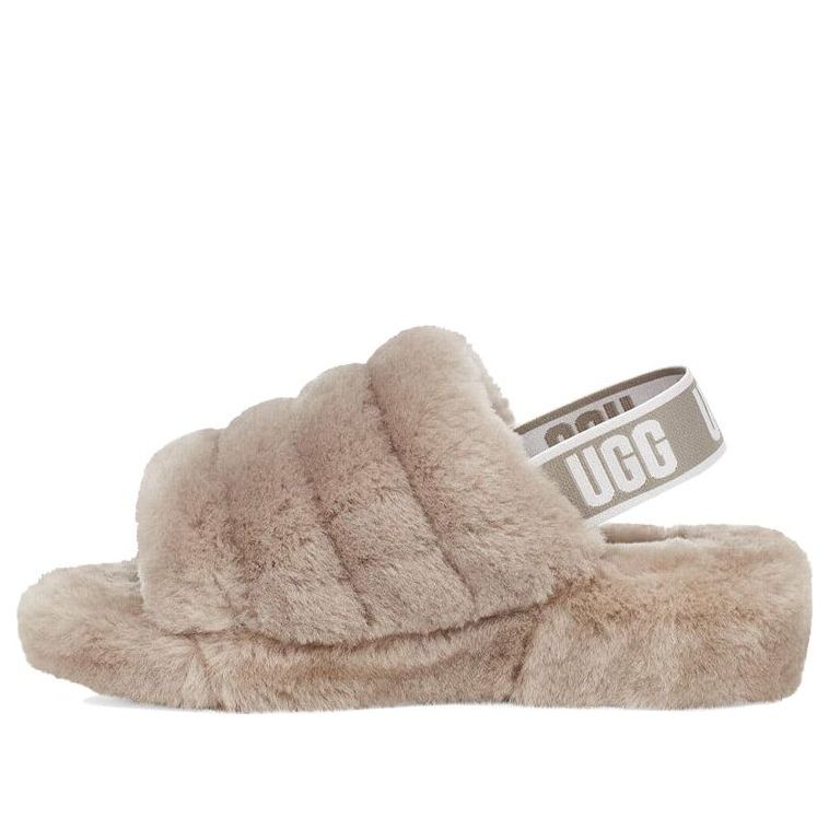(WMNS) UGG Fluff Yeah Slide Thick Sole Shoe light grey 1095119-GOA