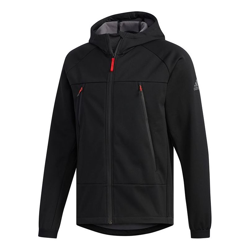 adidas Softshell HO Outdoor Casual Sports Hooded Jacket Black EH3945