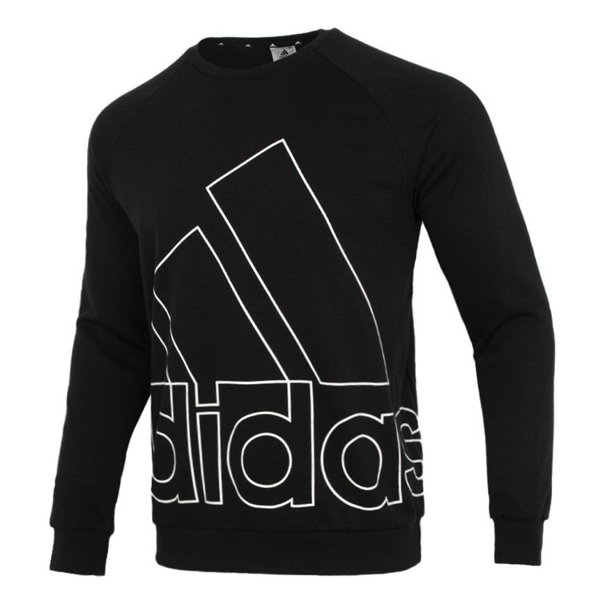 Men's adidas Big Lo Swt Ft Logo Printing Casual Sports Round Neck Black HB5085