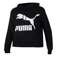 (WMNS) PUMA Classics Logo Hoody Knitting Pullover Fleece Black 595915-01