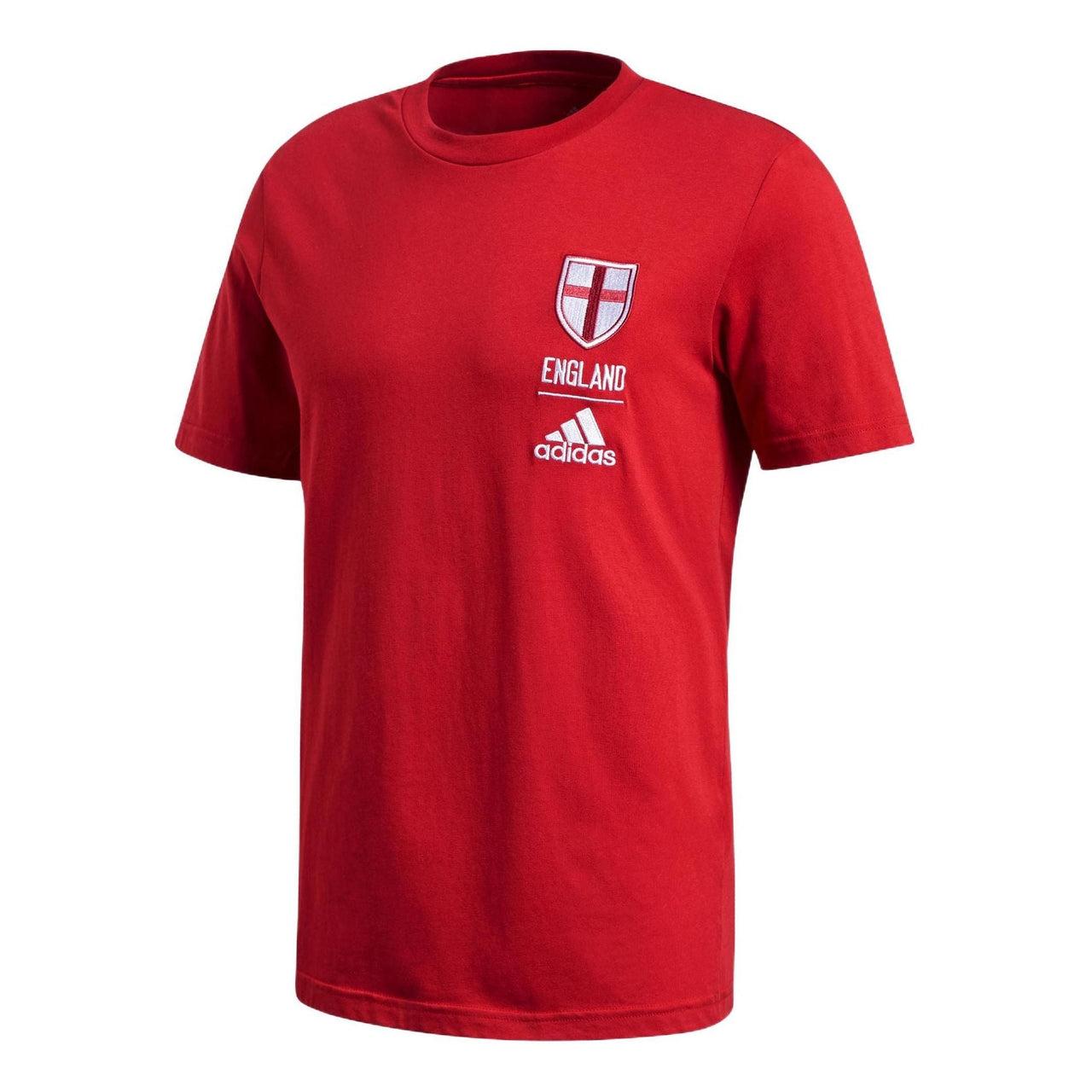 Men's adidas England Geometry Pattern Logo Round Neck Casual Sports Short Sleeve Red T-Shirt FK3570