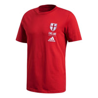 Men's adidas England Geometry Pattern Logo Round Neck Casual Sports Short Sleeve Red T-Shirt FK3570