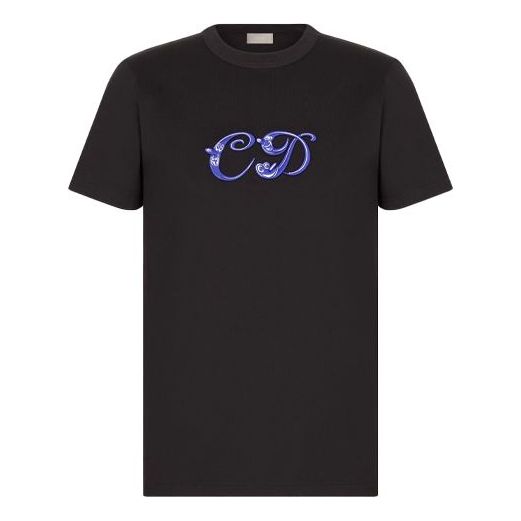 Men's DIOR x KENNY FW21 Crossover Loose Round Neck Short Sleeve Black 193J697A0677-C985