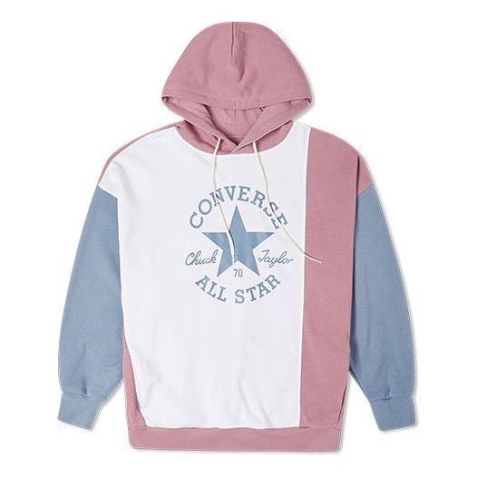 (WMNS) Converse Oversized Color-Blocked Pullover Hoodie 'Pink Aura' 10022963-659