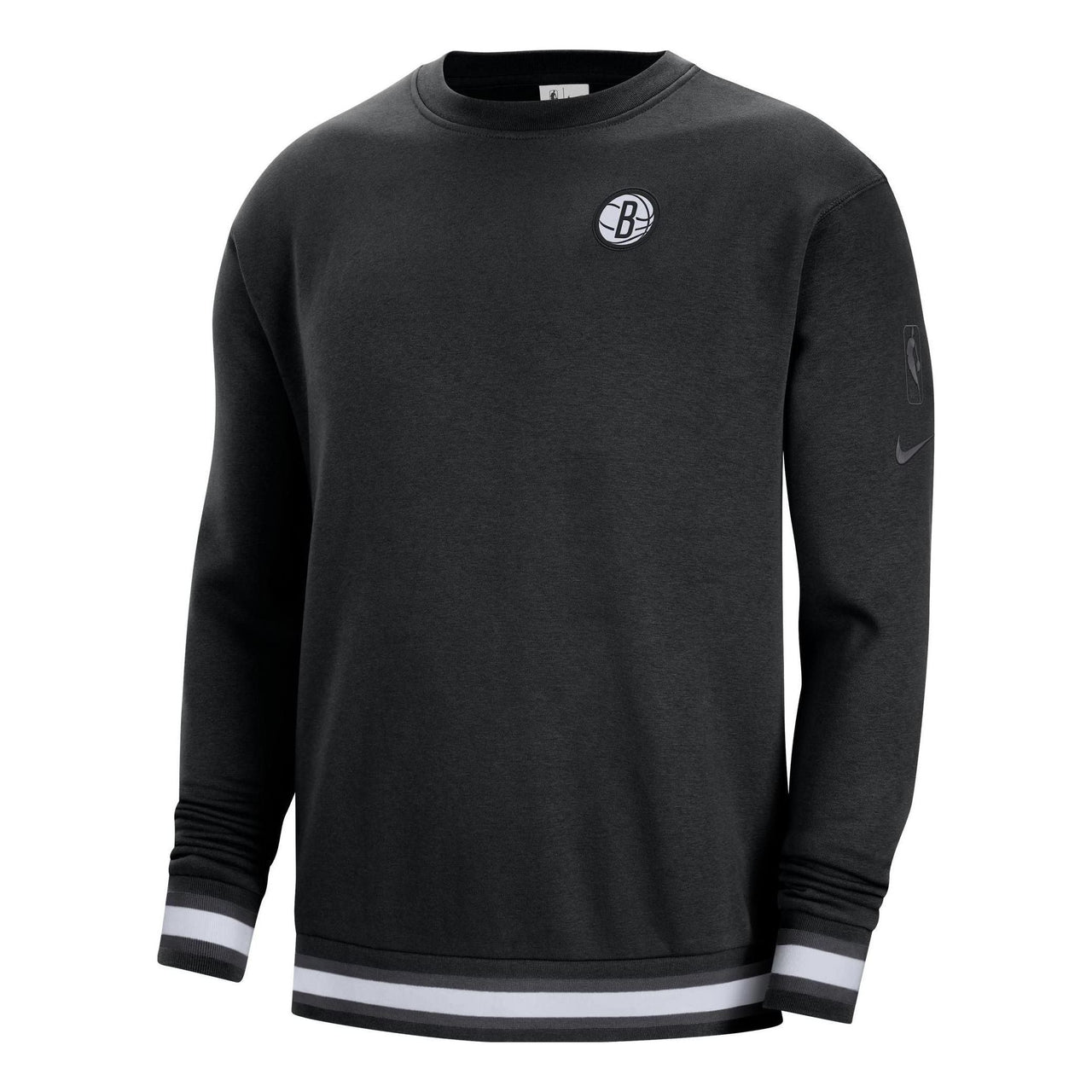Nike Brooklyn Nets Solid Color Fleece Lined Round Neck Pullover Long Sleeves Hoodie Men's Black DR2280-010