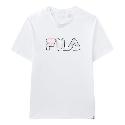 FILA Athleisure Casual Sports Colorblock Logo Round Neck Short Sleeve White F11M118151F-WT