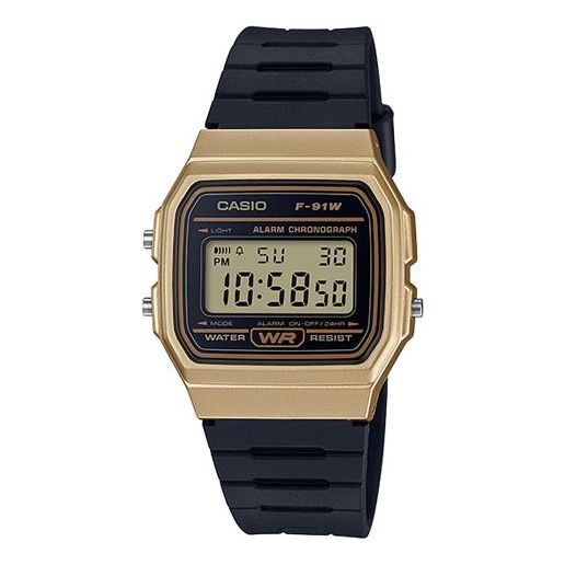 CASIO Waterproof Unisex Mens Black/Gold Digital F-91WM-9A