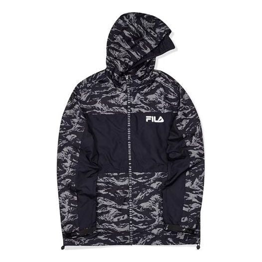 FILA FUSION x Staple Crossover Casual Sports Woven Zipper hooded Windproof Jacket Gray T11M034704F-BK