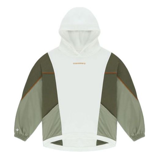 Converse Character Irregular Contrasting Colors Knit Loose Hoodie Retro White 10021057-A02