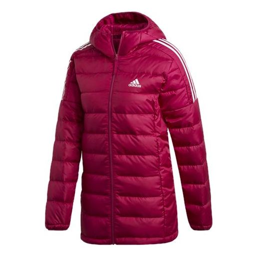 (WMNS) adidas Light Down Hooded Parka 'Power Berry' GH4592
