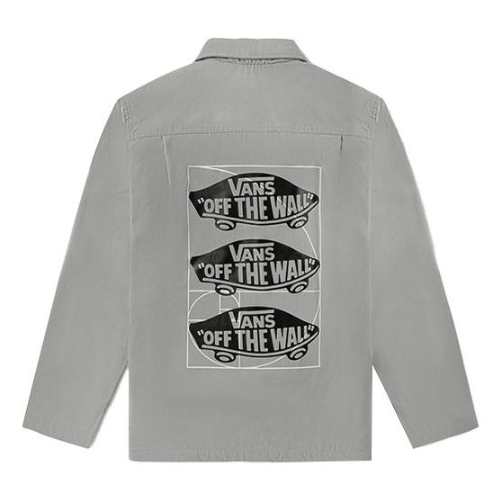 Men's Vans Series Skateboard Logo Printing Sports Jacket Gray VN0A5F5SSLV1