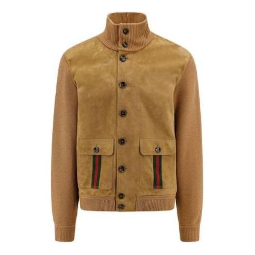 Gucci Suede Bomber Jacket With Web 'Camel' 764343-XKDO4-2184