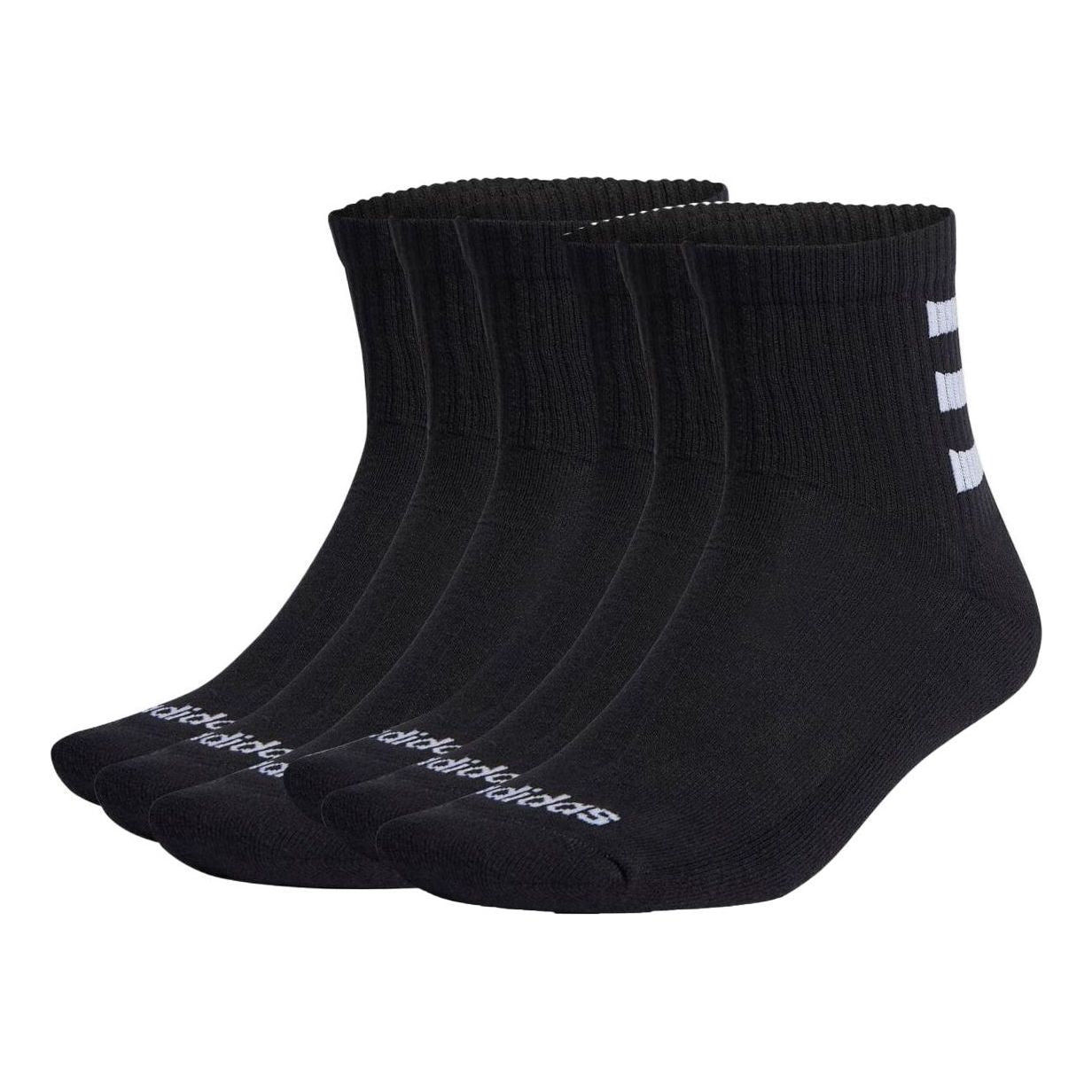 adidas Half-Cushioned 3-Stripes Quarter Socks 3 Pairs 'Black' HD2212