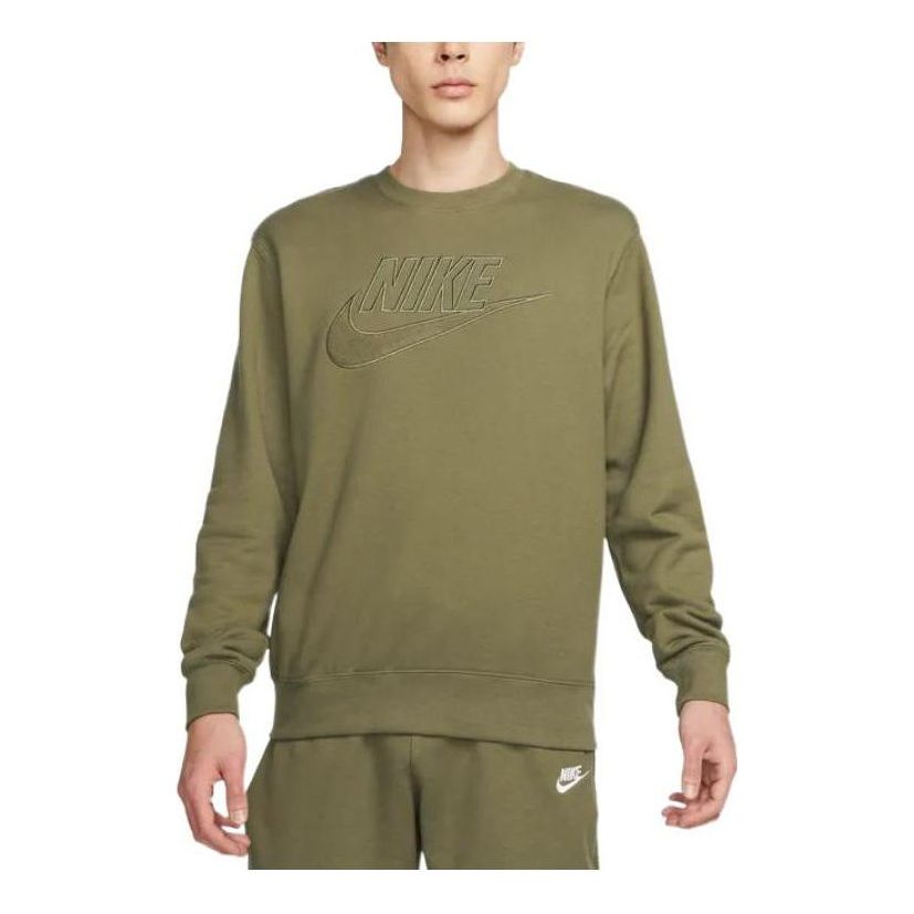 Nike front towelling logo sweatshirt 'Olive' DQ4584-222
