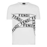 Men's FENDI SS21 Casual Alphabet Printing Round Neck Short Sleeve White T-Shirt FAF532AD3QF0ZNM