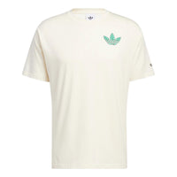 adidas originals Trefoil Leaves Back Large Logo Alphabet Printing Athleisure Casual Sports Short Sleeve Beige T-Shirt HC2140