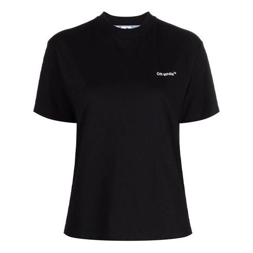(WMNS) Off-White Logo-Print Diag T-shirt 'Black' OWAA049C99JER0011001