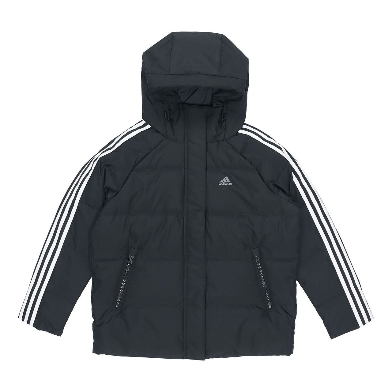 (WMNS) adidas W 3St Puff Jkt Double Layer Knit Zipper Pocket hooded down Jacket Black H23063