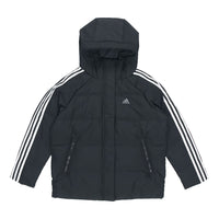 (WMNS) adidas W 3St Puff Jkt Double Layer Knit Zipper Pocket hooded down Jacket Black H23063